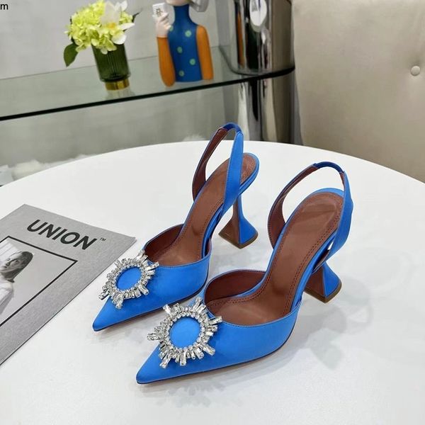 

amina muaddi begum crystal-embellished buckle stain pumps shoes spool heels sandals women luxury designers dress shoe evening slingback fact, Black