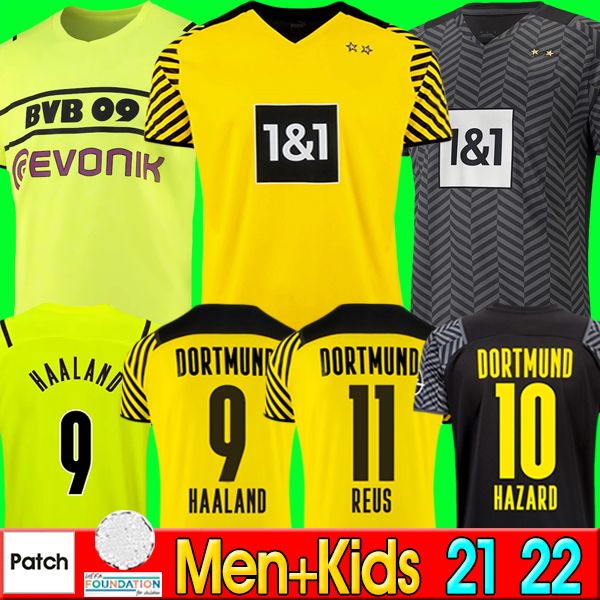 

21 22 borussia home away haaland reus dortmund soccer jerseys special third 2021 2022 football shirts brandt plszczek reyna yellow black kit, Black;yellow