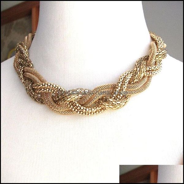 

chokers necklaces pendants jewelry vintage color mesh chain knitted choker necklace classic style short for women bijoux collares mujer ac, Golden;silver
