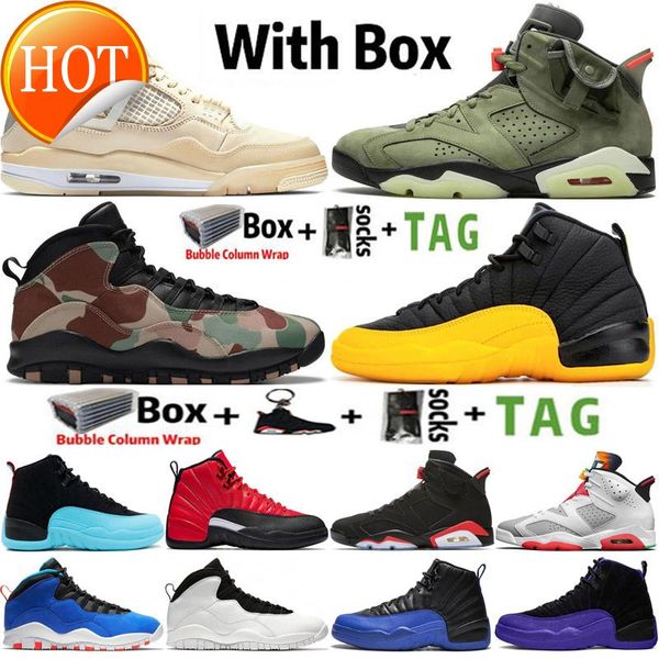 

2022 high jumpman 4 og sail bred 4s mens basketball shoes 6 6s hare unc  10s woodland camo 12 12s university gold sports trainers sneakers, Black