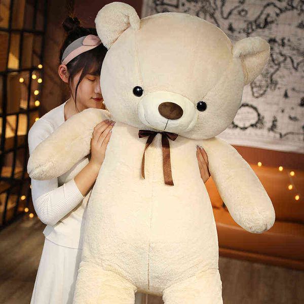 Bellissimo orsacchiotto gigante abbracci Kawaii nastro orso cuscino carino bambole di peluche orso animale di grandi dimensioni per regalo di Natale fidanzata J220729