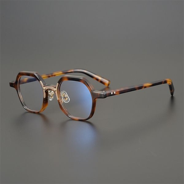 

eyeglasses 80% off handmade square glasses frame blue hawksbill double color full frame high texture plate flat myopia glasses frame tide, White;black