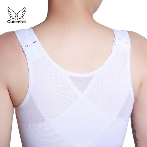

lesbian chest binder vest lesbian casual breathable buckle short bandage breast binder correction underwear anti humpback lj200814, Black;white