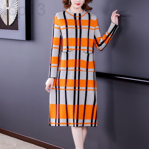 

women's sweaters designer autumn and winter clothes 2021 new medium long skirt feminine bottomed knitted winter sleeved dress rkua, White;black