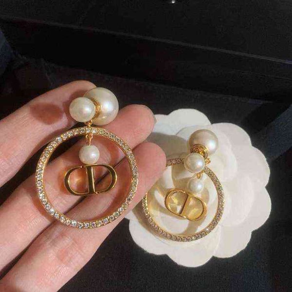 

jewel diamond ring pearl earrings fashion simple personality light luxury female earrings, Golden