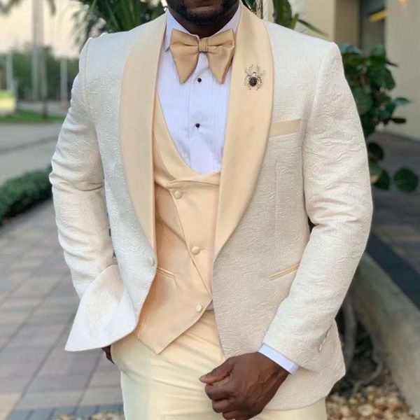 

3 piece wedding bridegroom tuxedos floral pattern slim fit men suits jacket vest with pants african male fashion blazer 2023, Black;gray