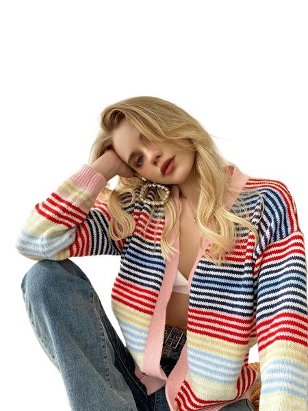 

block striped pattern drop shoulder duster cardigan o12h#, White;black