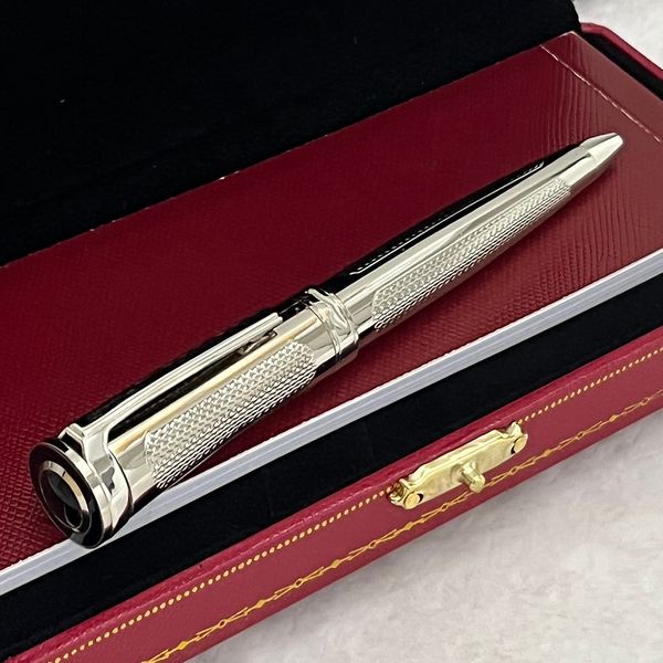 

yamalang classic luxury metal signature pen silver with cat eye drill 5a quality ballpoint pens comfortable writing stationery, Blue;orange