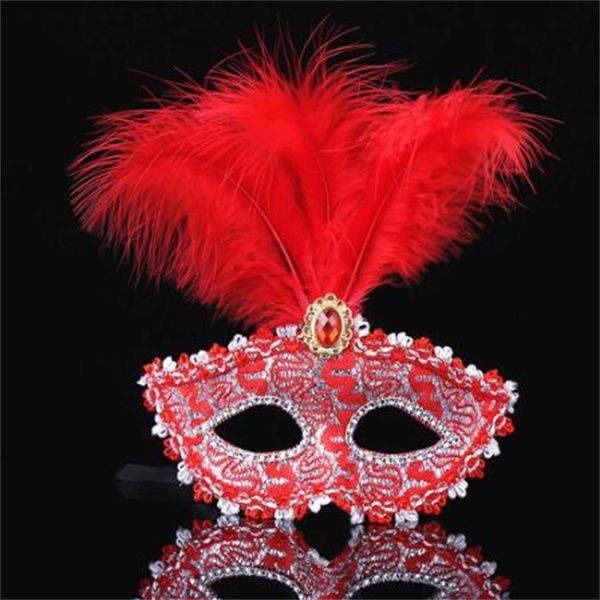 Farbe Premium Leder Federmaske Masquerade Partys Halloween Carnival Masken Kleid Kostüm Lady Geschenke Party Masken GC1411