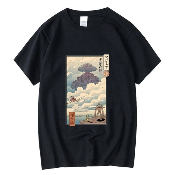 

xin yi mens tshirt 100% cotton cool anime printed tshirt casual funny oneck tshirt loose men t shirt tees 220610, White;black