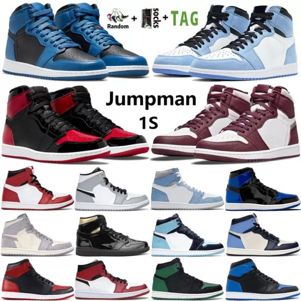 

2022 jumpman 1 high og 1s mens basketball shoes dark marina blues university blue royal patent bordeaux rebellionaire heritage women sneaker
