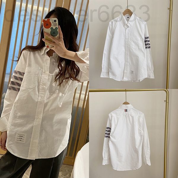 

women's blouses & shirts designer early autumn sense of minority loose leisure tb fashion brand four bar long sleeve hong kong style wo, White