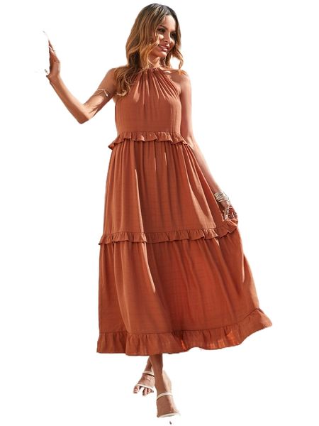 

solid f.rill trim d.ress p3ea#, Black;gray