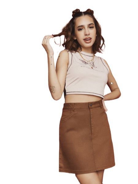 

x domelipa high waist slant pockets corduroy skirt t4t2#, Black