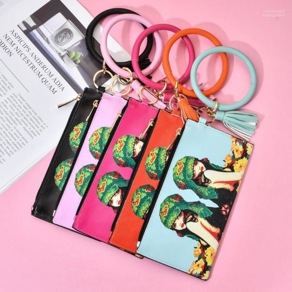 Bolsa de embreagem Moda PU couro pendente de pendente Chain de chave de celular Sandwich Wallet Bangle Inte22