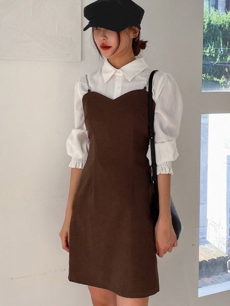 

dazy 1pc chain detail cami dress g6lw#, Black;gray