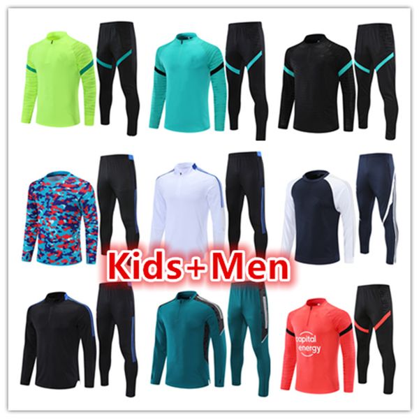 

2021 2202 kids + mens soccer jerseys tracksuit football training2 sets kit survetement foot chandal futbol jersey maillot camiseta de fÃºtbol, Black