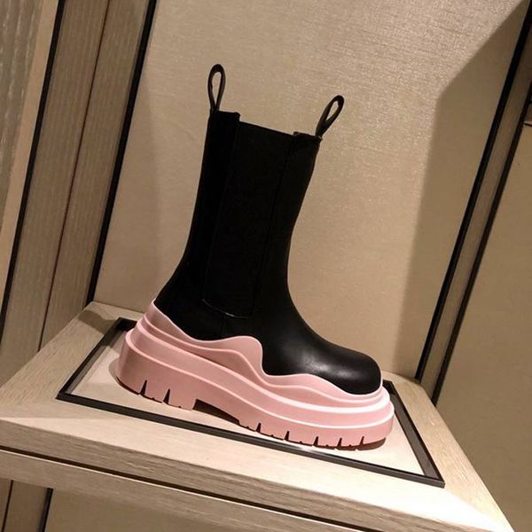 

tire designer boots women vegetable-tanned leather chelsea boots 100% luxury calfskin fashion lady chelsea boot size 35-46, Black