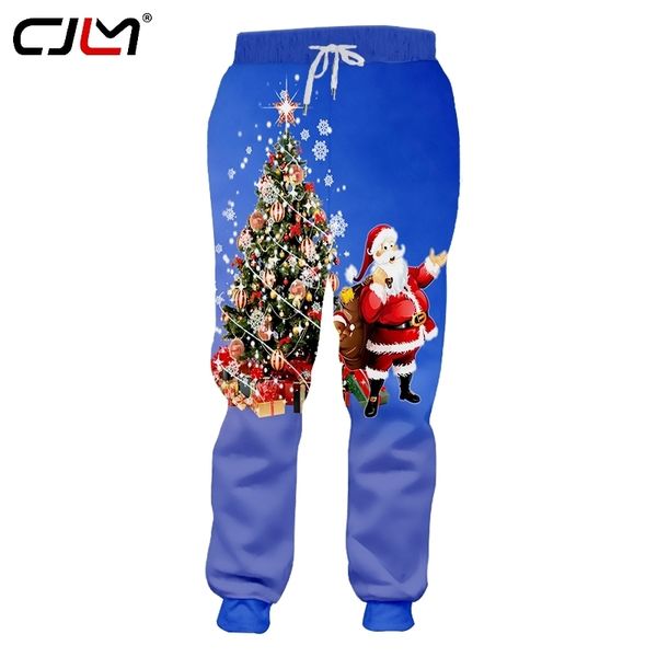 

the listing mens clothing 3d printed christmas tree and santa claus colored casual man big size sweatpants 220623, Black
