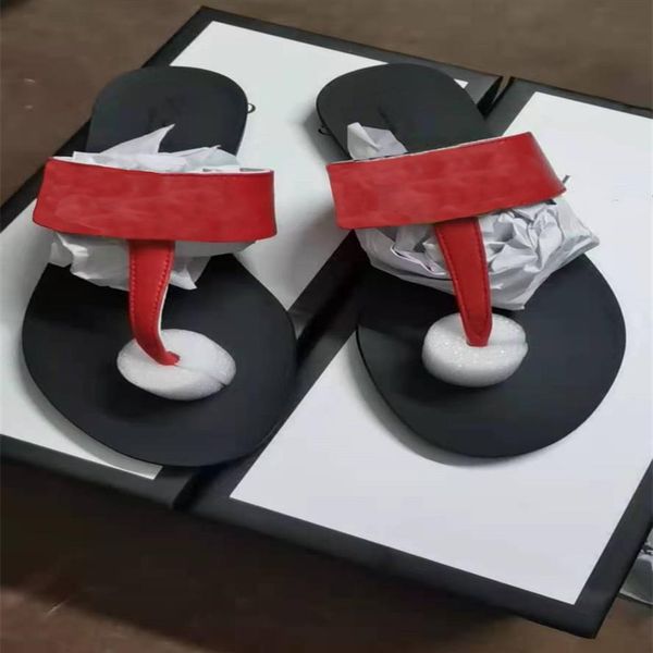 

women real pos g slides flip flops leather women sandal with double metal red white brown slippers summer beach sandals with bo193l, Black