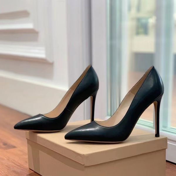 

2023new shoes for women genuine leather super high thin heels spring autumn luxury designer female shoes pumps 8.5cm, Black