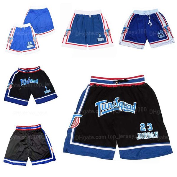

space jam mj #23 lola #10 bugs #1 basketball shorts tune squad front beach short with pocket stitched sport pants, Black