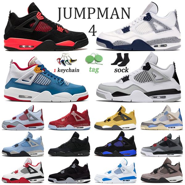 Top Qualität 4 Jumpman Männer Trainer Basketbälle Schuhe Military Black Cat 4s Messy Room Off Frauen Taupe Haze Red Thunder Sports White Oreo Midnight Navy Sneakers