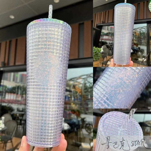 

starbucks cup christmas environmental protection season glittering checkered diamond goddess large capacity durian plastic straw cup