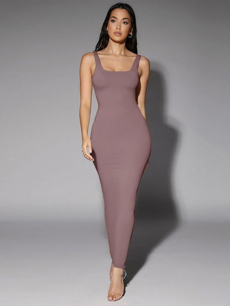 

club solid scoop neck tank dress a5c2#, Black;gray