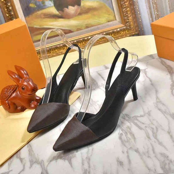 

sandals designer shoes high heels women fashion color matching print pumps pointed shallow mouth vintage 220228, Black