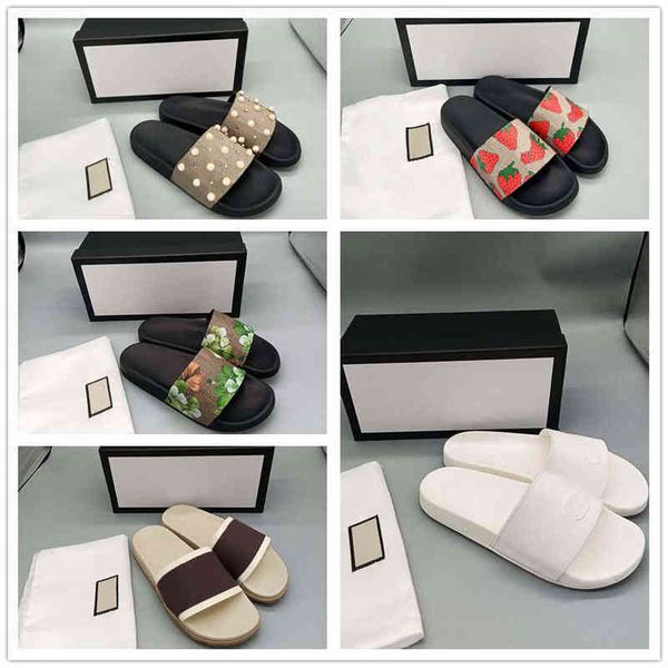 

est with box men 2022 women fashion slippers luxury slides summer flat slipper t, Black