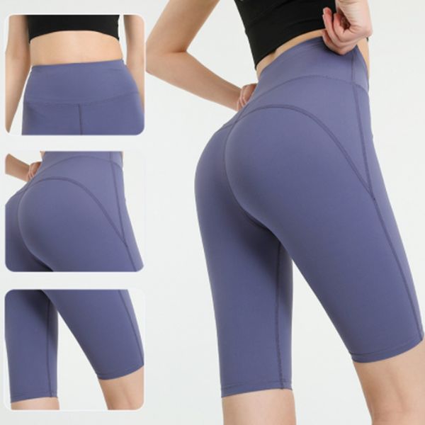 

new lu-07 women's yoga shorts fitness running fake training casual women's breathable quick-drying five-point pants