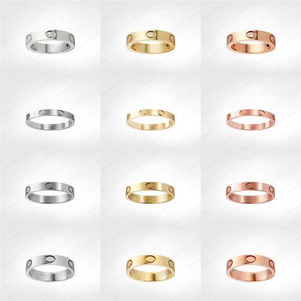 

love screw ring mens band rings 3 diamonds 2021 designer luxury jewelry women titanium steel alloy gold-plated craft gold silver r216c