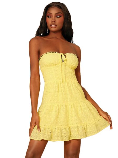 

newness tie front backless ruffle hem schiffy tube dress l3hf#, Black;gray