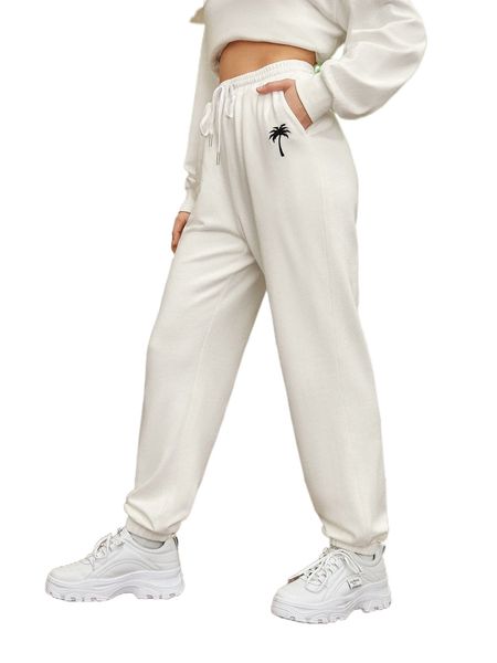 

x eddy embroidery detail drawstring waist sweatpants e6zf#, Black;white