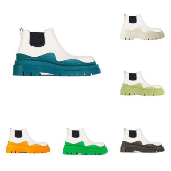 

white blaster women man bottega boots fashion luxury tire lean leather chelsea women's booties men platform chunky shoes lady knight lo, Black