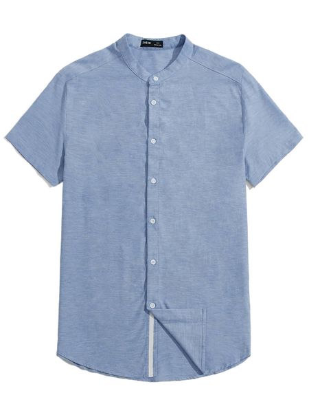 

men mock-neck solid shirt d1lu#, White;black