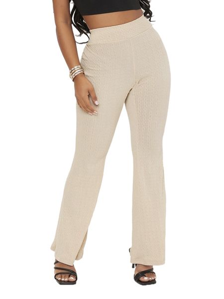 

textured knit flare leg pants o3qk#, Black;white