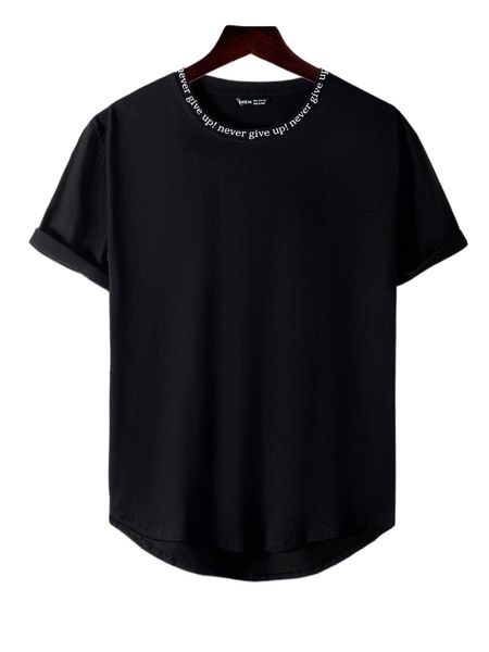 

men slogan graphic high low hem tee 09hf#, White;black