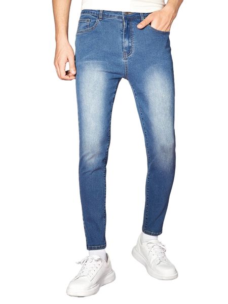 

men bleach wash skinny jeans t5cz#, Blue
