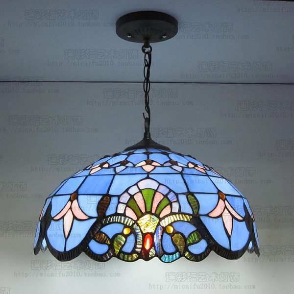 Lampade a sospensione Apparecchio a sospensione in vetro colorato barocco Tiffany E27 110-240V Luci a catena Illuminazione per la sala da pranzo del salotto di casaPendente