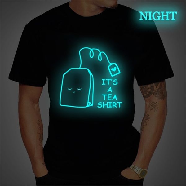 

100% cotton t-shirts its a tea shirt print men t shirt o-neck cool street style luminous men t-shirt men's tee shirts male 220609, White;black