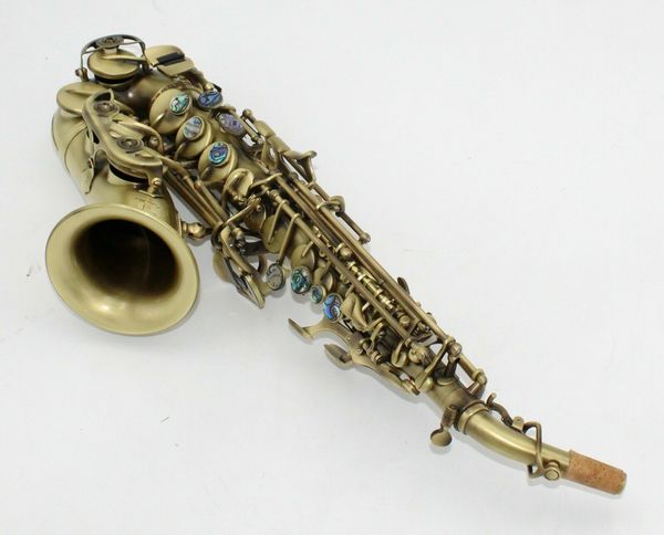 almofadas italianas de bronze antigo instalaram saxofone de soprano curvado Sax