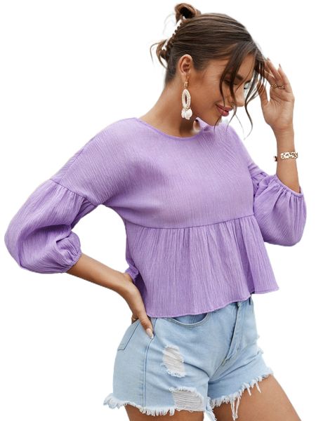 

lantern s.leeve ruffle h.em b.louse g1an#, White