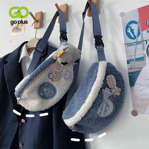 

goplus women's waist bag kawaii fashionable purses crossbody bags chest bag for girls winter plush school student hobo bag 220608