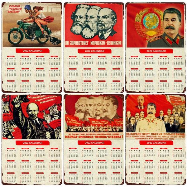 

the soviet union cccp ussr president stalin marx lenin vintage metal posters 2022 calendar tin sign home wall art decor
