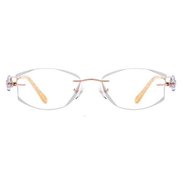

sunglasses fashion trimming optical frame women's wire pure frameless diamond embedded flat lens with myopia, White;black