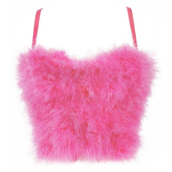 

faux fur solid pink performance crop to wear out autumn corset women bra push up bustier female mujer, White