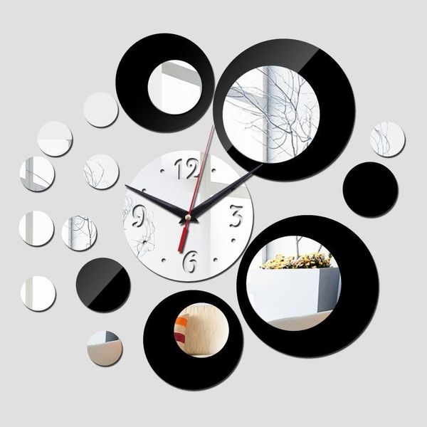 Настенные часы настоящие кварцевые часы гостиная двойной цвет 3D Геометрический домашний декор наклейки на месте