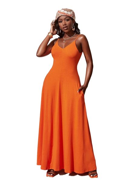 

sxy solid hidden pocket cami dress w4zf#, Black;gray